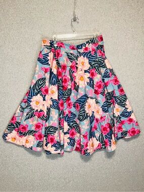 New Hell Bunny Floral Swing A-Line Skirt